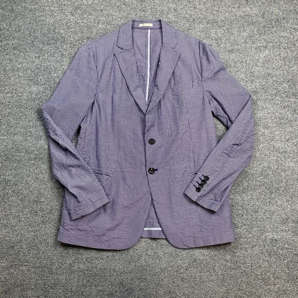 Armani Collezioni Blazer Mens *42 Blue Pinstripe Lightweight 2 Button Jacket - Picture 2 of 16